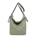 Borsa tote casual verde fagiolo leggera con tracolla in corda e tessuto arricciato - Verde