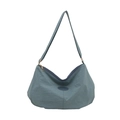 Modische große Nylon-Hobo-Tasche in Staubblau mit verstellbarem Schultergurt - Blau