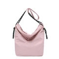 Borsa hobo rosa in nylon con tracolla in corda intrecciata bianca e nera alla moda - Rosa