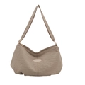Minimalist large khaki hobo tote bag for women with adjustable strap and zip closure - Khaki
