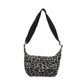 French vintage leopard print crossbody dumpling bag with adjustable strap for women - Leopard White