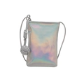 Lasertaugliche schillernde Handytasche mit Regenbogeneffekt und grauem Trageriemen - Mehrfarbig