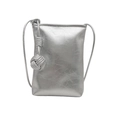 Minimalistische silberne Metallic-Handytasche mit Raffung und Knotendetail - Silber