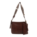 Borsa tote vintage marrone scuro con tracolla jacquard larga e astuccio zip - Marrone Scuro