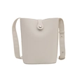 Minimalist creamy white square shoulder bag with lychee pattern and metal clasp - White