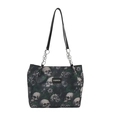 Borsa tote in tela con stampa teschio e fiori vintage con tracolla a catena - 31cmx26.5cmx12cm / Verde