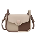 Borsa a tracolla bicolore beige e marrone in pelle sintetica con chiusura a bottone - Cachi