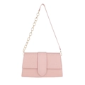 Zartrosa minimalistische Handtasche mit geometrischer Dreieckstextur und Kettengurt - Rosa