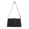 Minimalistische schwarze Handtasche mit Dreiecksmuster und goldener Kette - Schwarz