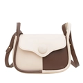 Borsa a tracolla vintage crema e marrone con fibbia rotonda e tracolla regolabile - Bianco Sporco