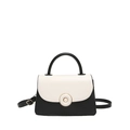 Bolso de mano minimalista en blanco y negro con hebilla dorada y correa ajustable - Blanco y Negro