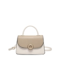 Elegante bolso bandolera bicolor de cuero sintético con hebilla de anillo y asa superior - Caqui & Blanco