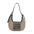 Sac hobo croissant bicolore vert et beige avec boucle dorée et bandoulière réglable - Vert
