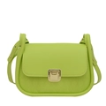 Neon green small square crossbody bag with diamond lattice pattern and gold clasp - Fluorescent Green