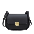 Black saddle bag with diamond-quilted texture and gold buckle closure - Black