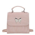 Pink faux leather butterfly handbag and mini backpack with metallic silver butterfly - Pink