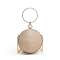 Borsa da sera sferica color champagne dorato con manico ad anello con strass lucidi - Oro