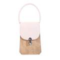 Borsa a tracolla minimalista in pelle PU con patta rosa e texture kaki per donna - Beige & Cachi