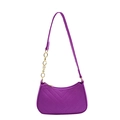 Lila Schultertasche mit Wildledertextur, Chevron-Steppung und goldener Kette - Lila