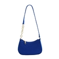 Navy blue shoulder bag for women with V-shaped quilting and gold chain strap - Blue
