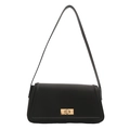 Classica borsa a tracolla in pelle nera con fibbia dorata minimalista e raffinata - Nero