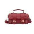 Classic red cylindrical Boston bag with top handle and gold twist-lock closure in red finish - Red