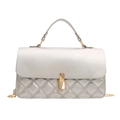 Chic silver quilted crossbody bag with a gold lock and chain strap for women - Silver
