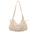 Sac hobo blanc crème en cuir souple avec nœuds papillon et bandoulière réglable - Blanc