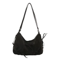 Grand sac fourre-tout noir avec nœuds élégants et bandoulière réglable pratique - Noir