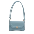 Borsa a sella azzurra minimalista con tracolla annodata e chiusura dorata - Blu