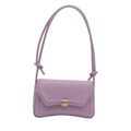 Borsa a sella lavanda minimalista in pelle con cuciture e fibbia dorata - Viola