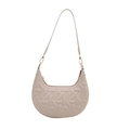 Sac hobo matelassé blanc cassé avec doublure rouge foncé et bandoulière réglable - Blanc Cassé