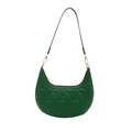 Borsa hobo verde scuro con trapuntatura geometrica e dettagli metallici dorati - Verde