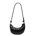 Sac croissant noir avec bandoulière à nœuds et design matelassé en forme de demi-lune - Noir