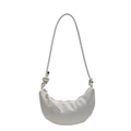 Sac croissant blanc minimaliste en cuir souple avec plis et bandoulière à nœuds - Blanc Cassé