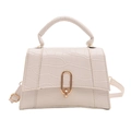 Sac à main blanc effet crocodile avec fermoir doré et bandoulière réglable chic - Blanc