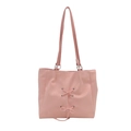 Pink tote bag with bow detail and slim shoulder straps in a minimalist fashion style - Pink
