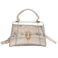 Petit sac à main argenté effet crocodile avec fermoir doré et bandoulière réglable - Argenté