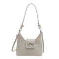 Borsa a spalla hobo color crema con fibbia a fiocco in metallo e cinghie regolabili - Bianco