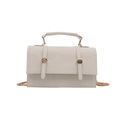 Retro cream white crossbody bag with gold hardware and chain strap in PU leather - White