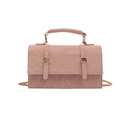 Pink pleated leather underarm bag with gold chain strap and top handle on white base - Pink