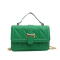 Vibrant green quilted handbag with geometric pattern and gold chain strap - Green