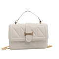 White quilted square crossbody bag with gold-tone twist lock and chain strap - White