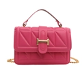Vibrant rose pink quilted crossbody bag with golden chain strap and top handle - Rose Pink