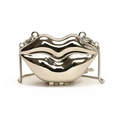 Chique zilveren lipvormige clutch met hoogglans spiegeleffect en fijne slangenketting - Lippen Stijl / Zilver