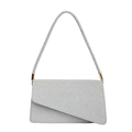 Silberne Glitzer-Umschlagtasche mit asymmetrischer Klappe und goldenen Metalldetails - Silber