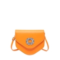 Borsa a sella arancione alla moda con fibbia di strass e tracolla regolabile fine - Arancione