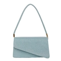 Hellblaue Glitzer-Umschlagtasche mit asymmetrischer Klappe und goldener Kette - Blau