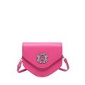 Sacoche rose en similicuir avec boucle en strass brillante et bandoulière réglable - Rose rouge