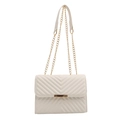 White quilted crossbody bag with gold hardware and chain strap for women - White
